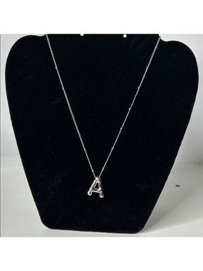 Silver Initial 'A' Pendant Necklace